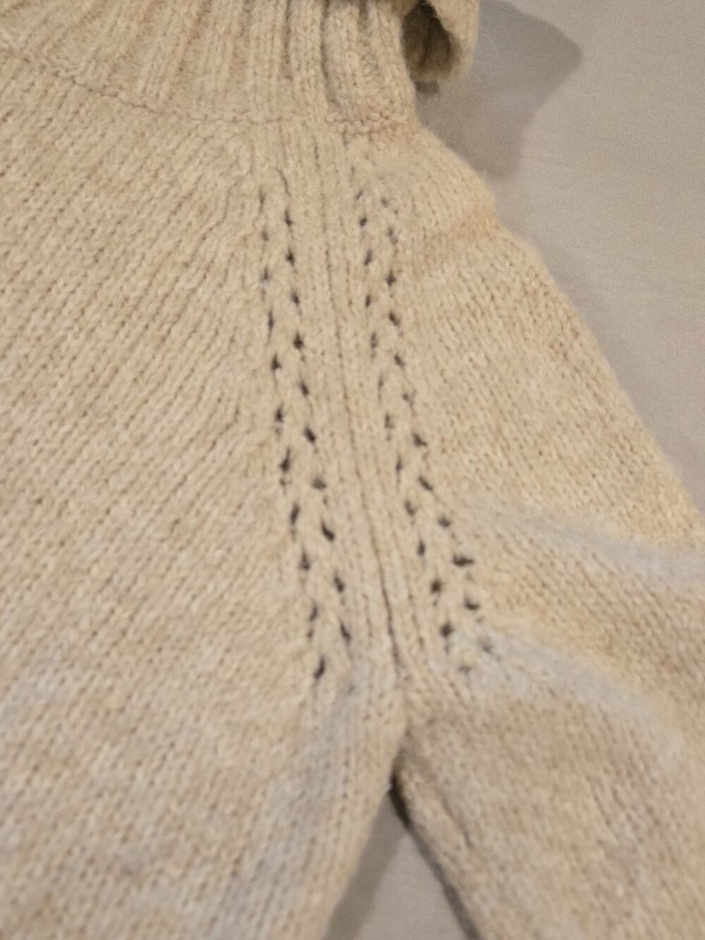 LOFT Turtleneck Sweater Cream Chunky Knit Alpaca Wool Blend Size M - Picture 10 of 15